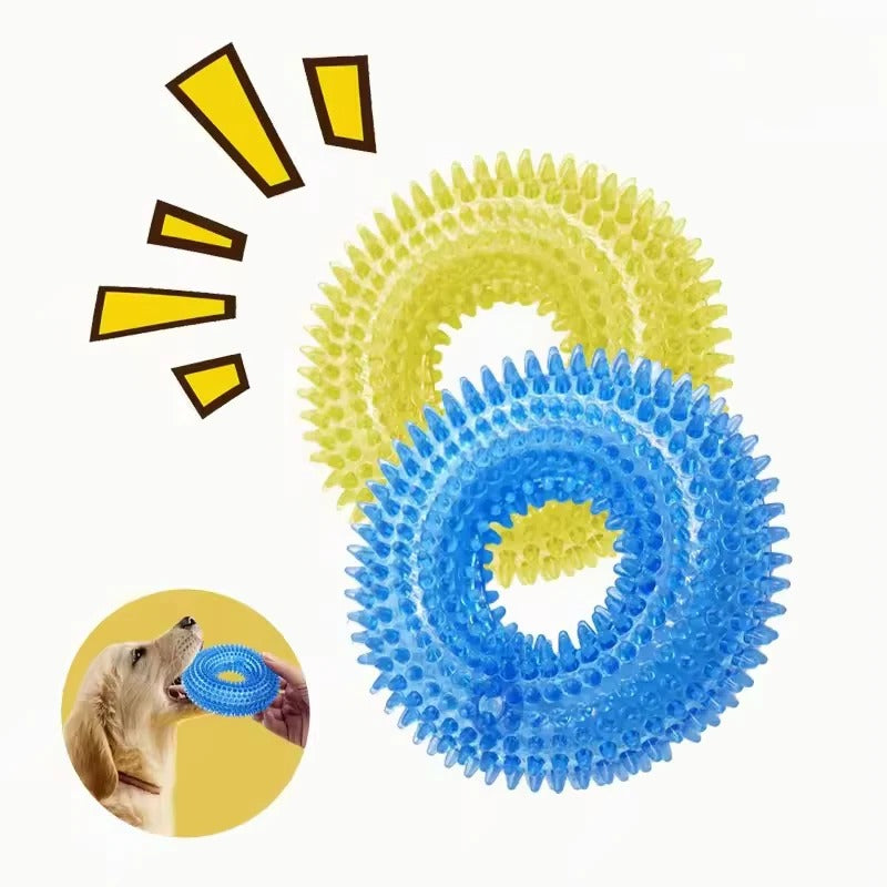 Rubber Dog Chew Ring Toy with Built In Squeaker