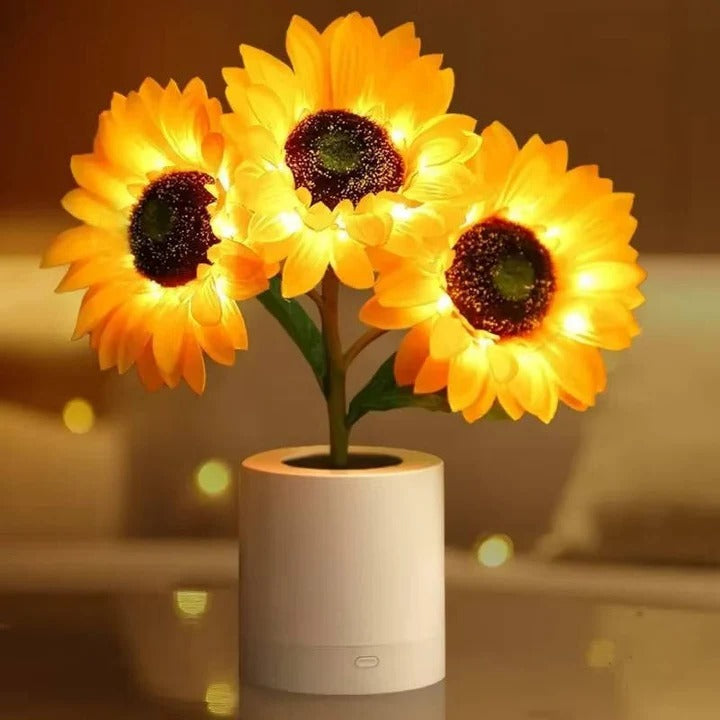 USB Rechargeable LED Sunflower Lamp with Adjustable Stem