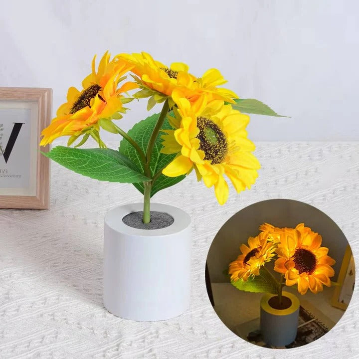 USB Rechargeable LED Sunflower Lamp with Adjustable Stem