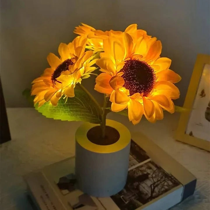 USB Rechargeable LED Sunflower Lamp with Adjustable Stem