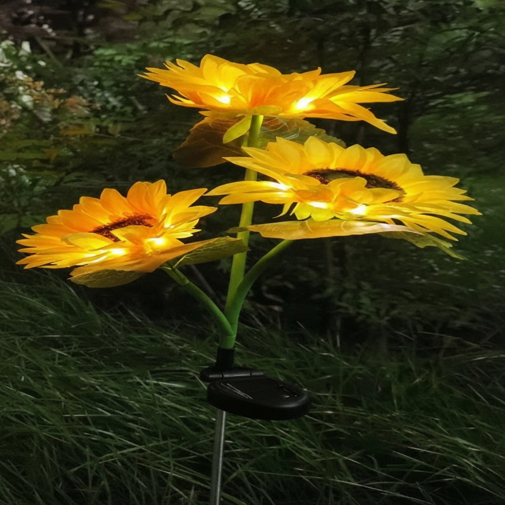 LED Sunflower Stake Lights with Solar Power for Garden Paths