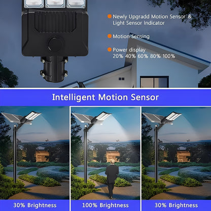 Solar Powered LED Flood Light with Motion Sensor and Dual Panel