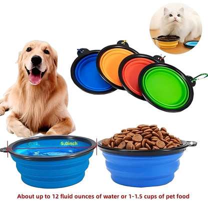 Portable Collapsible Silicone Pet Bowl for Dogs and Cats