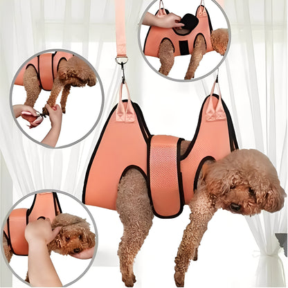 Fabric Grooming Hammock for Pets with Adjustable Straps