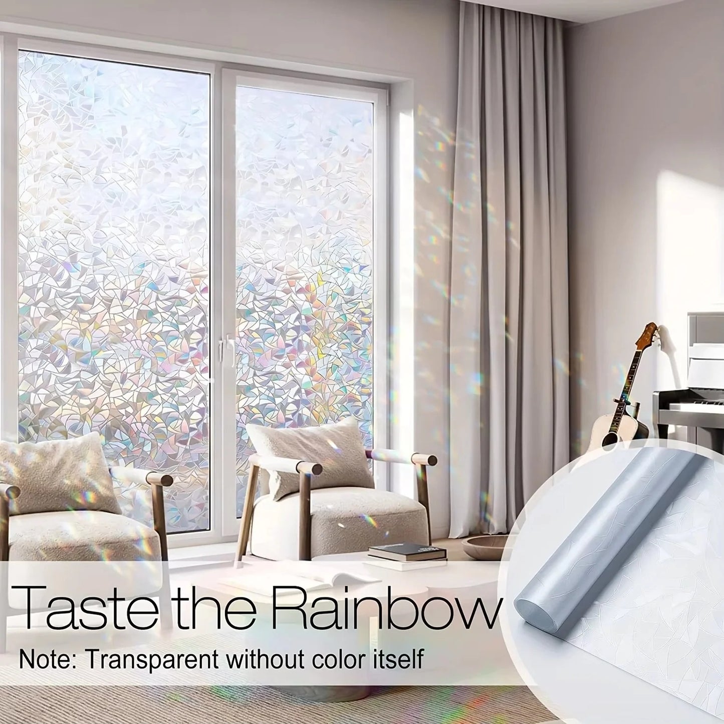 Rainbow Style Static Cling Window Film with Rainbow Design