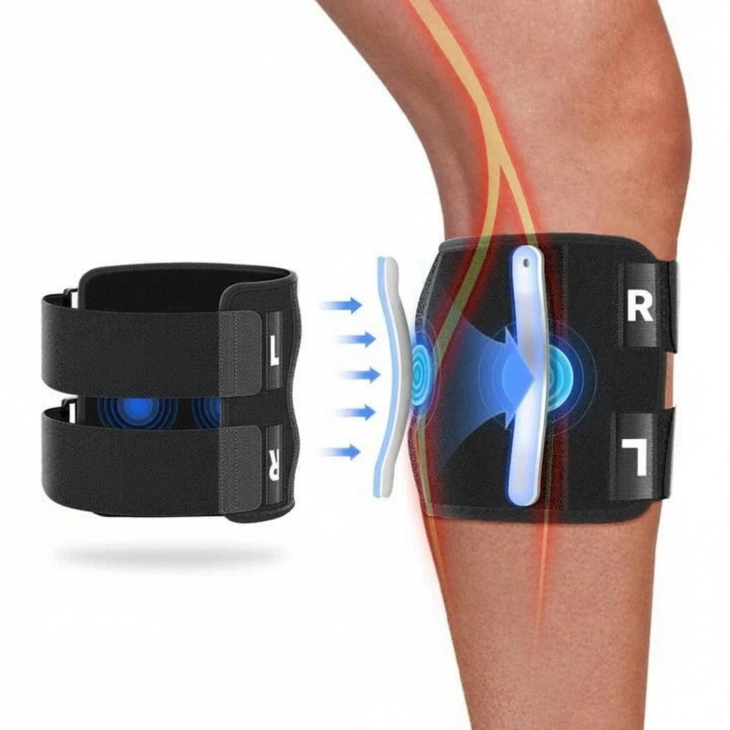 Knee Support Brace with Adjustable Buckle Straps and Dual Pads