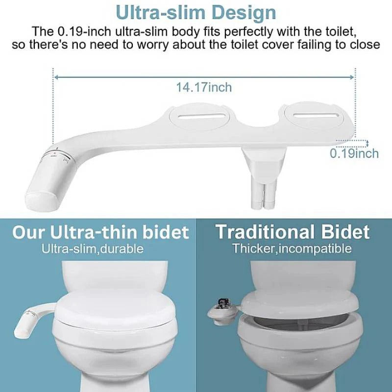 Dual Nozzle Toilet Bidet Attachment with Rear and Gentle Wash