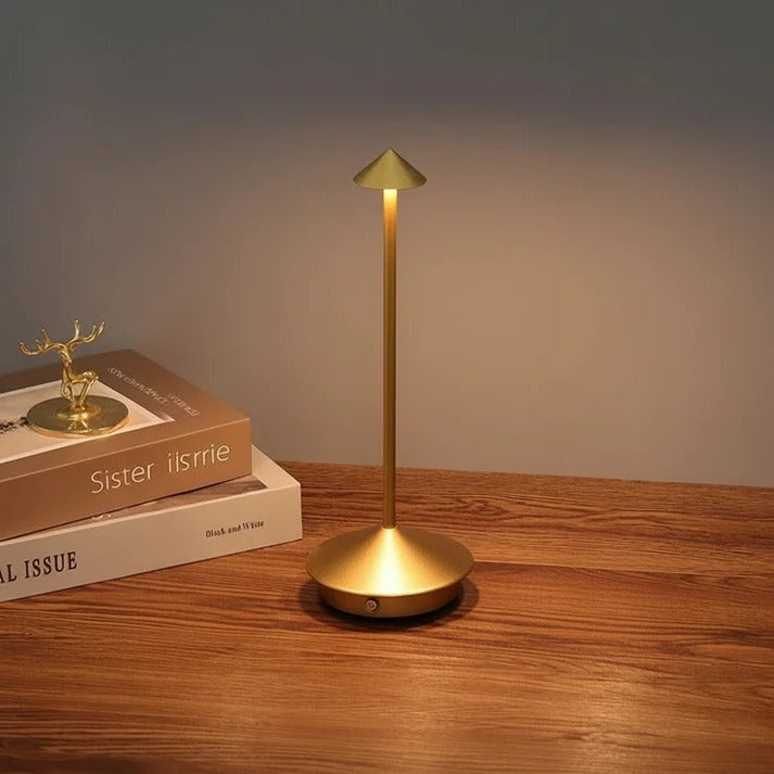 Portable Wireless LED Table Lamp with Touch Controlled Dimming Design