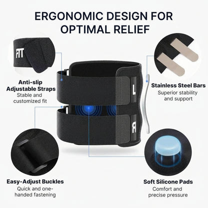 Knee Support Brace with Adjustable Buckle Straps and Dual Pads