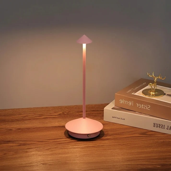 Portable Wireless LED Table Lamp with Touch Controlled Dimming Design