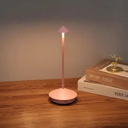 Portable Wireless LED Table Lamp with Touch Controlled Dimming Design