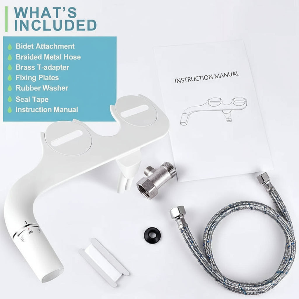 Dual Nozzle Toilet Bidet Attachment with Rear and Gentle Wash