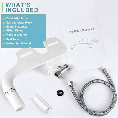 Dual Nozzle Toilet Bidet Attachment with Rear and Gentle Wash