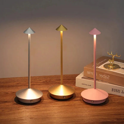 Portable Wireless LED Table Lamp with Touch Controlled Dimming Design