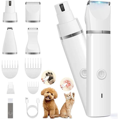 Cordless Pet Grooming Set with Clipper and Nail Grinder