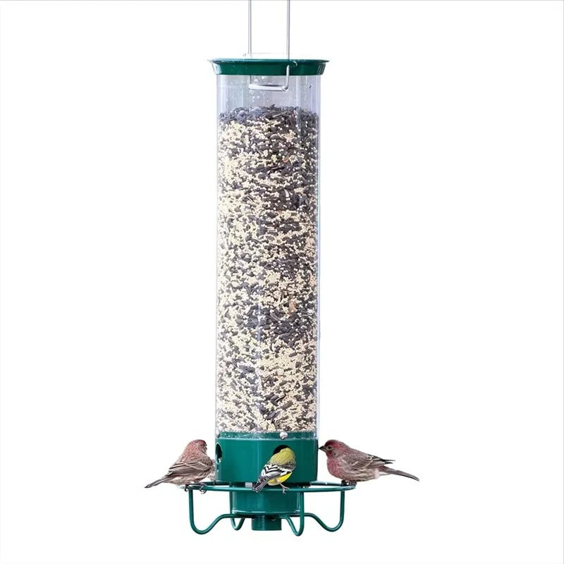 Window Mounted Metal Bird Feeder and Weight-Activated Perch for Seed Feeding