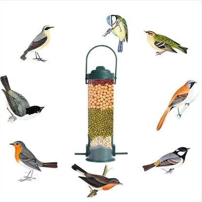 Window Mounted Metal Bird Feeder and Weight-Activated Perch for Seed Feeding