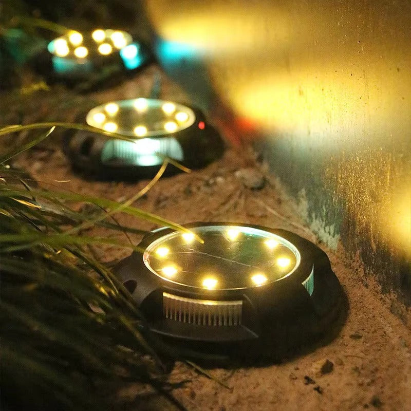 Outdoor Solar LED Ground Lights with Disk Style Design