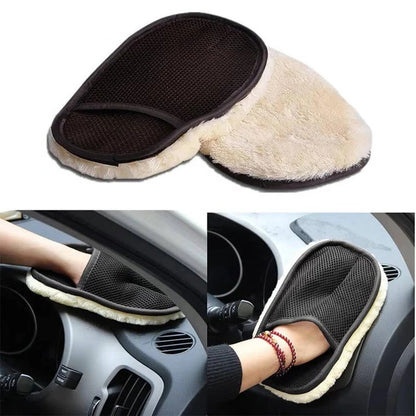 Microfiber Car Cleaning Towel with Dual Sided Wool and Mesh