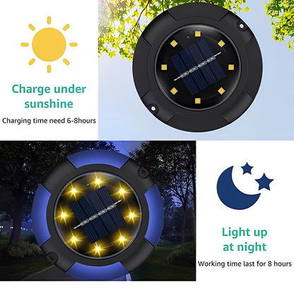 Outdoor Solar LED Ground Lights with Disk Style Design