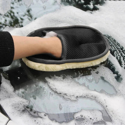 Microfiber Car Cleaning Towel with Dual Sided Wool and Mesh