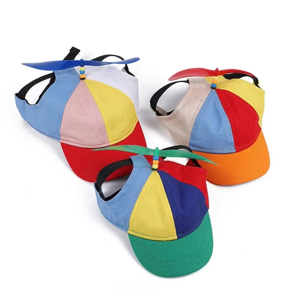 Adjustable Pet Cap with Decorative Propeller