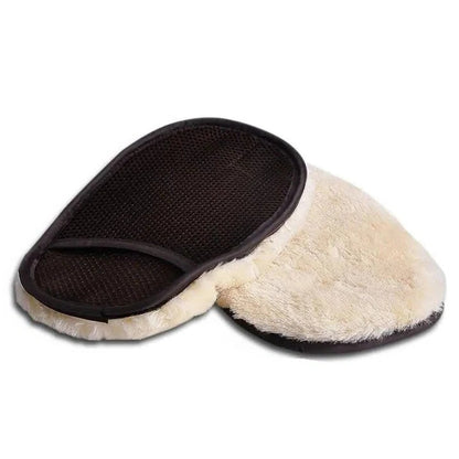 Microfiber Car Cleaning Towel with Dual Sided Wool and Mesh