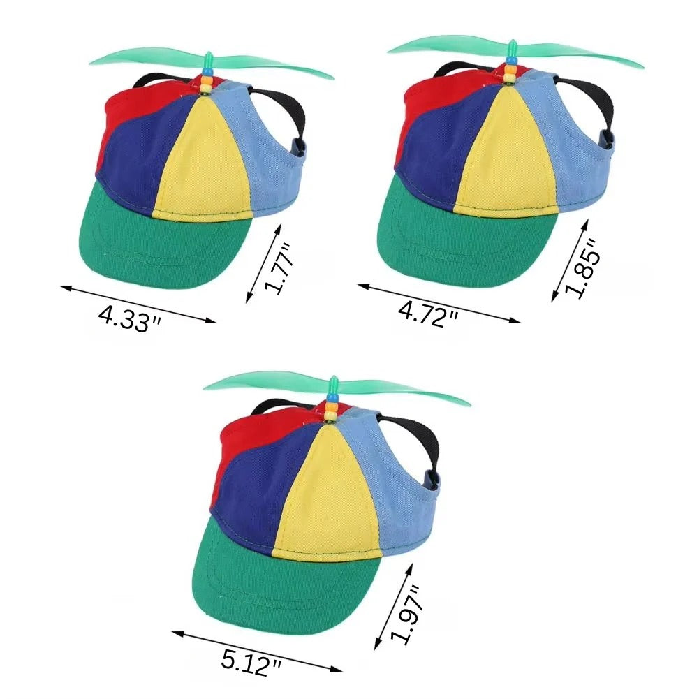 Adjustable Pet Cap with Decorative Propeller