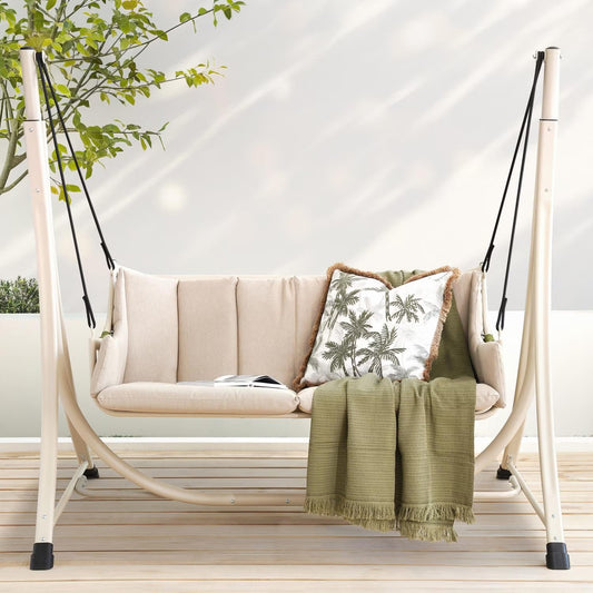 Lunara Beige 2-Seater Outdoor Swing with Soft Cushioning