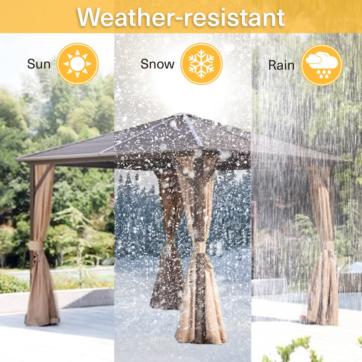 Seranta Brown Outdoor Gazebo with Netting & Aluminium Frame