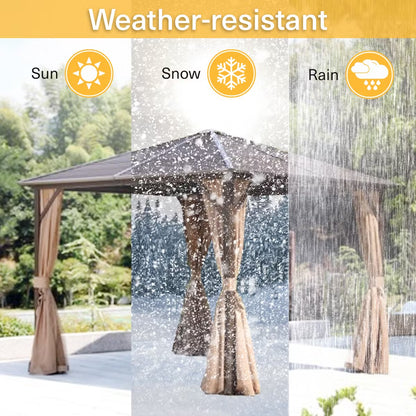 Seranta Brown Outdoor Gazebo with Netting & Aluminium Frame