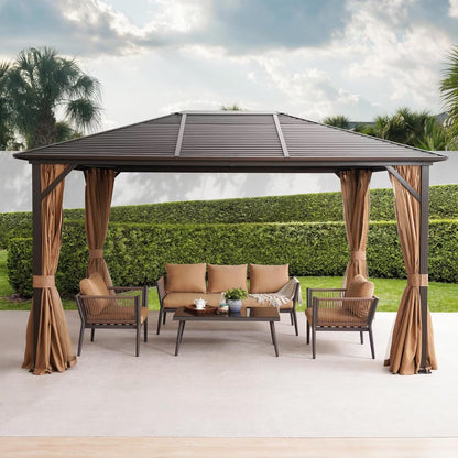 Seranta Brown Outdoor Gazebo with Netting & Aluminium Frame