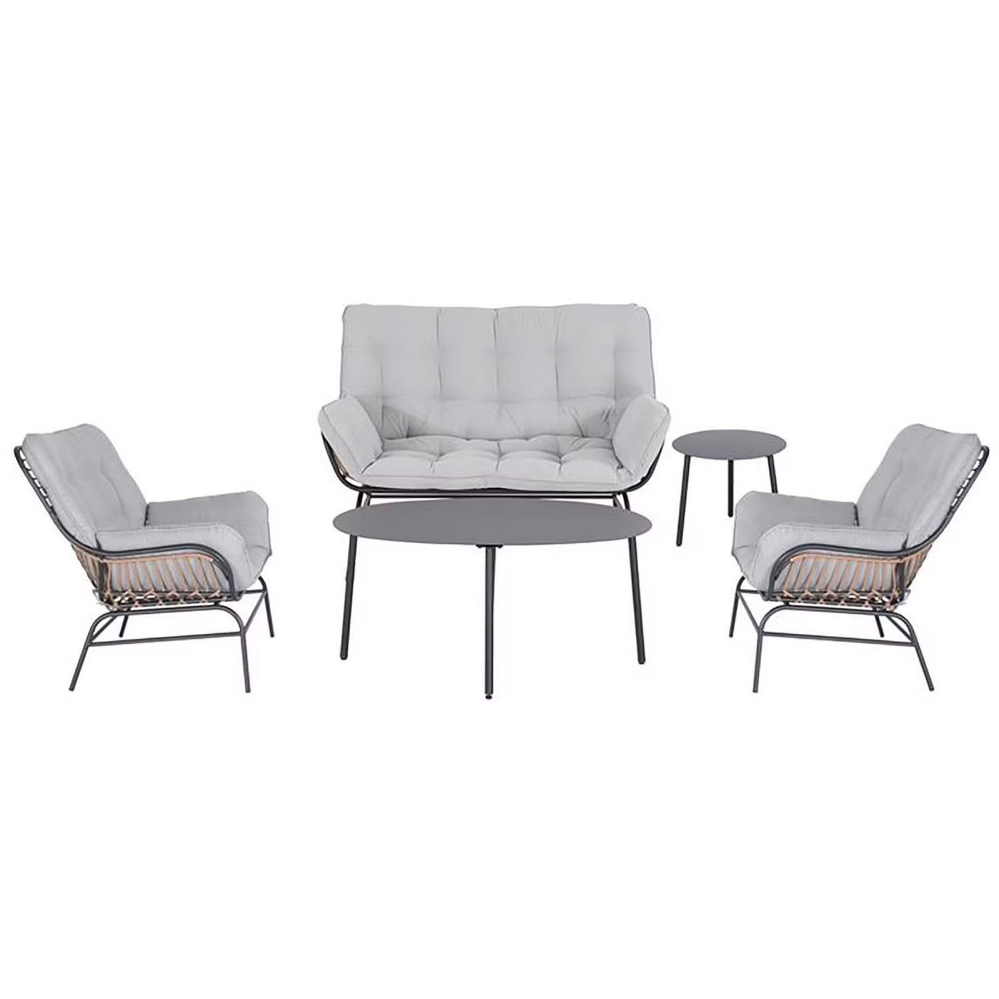 Sorella 4-Seater Outdoor Sofa Set in Grey with Coffee Table & End Table