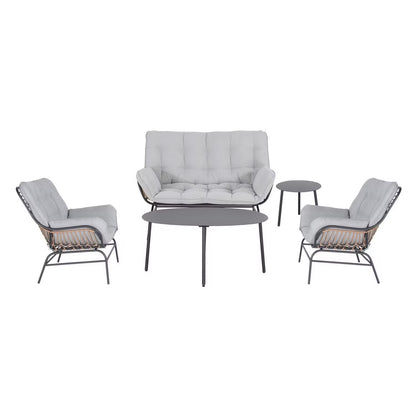 Sorella 4-Seater Outdoor Sofa Set in Grey with Coffee Table & End Table