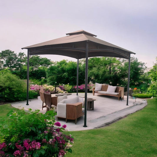 Valetta 3x3m Brown Outdoor Steel Gazebo, Weather Resistant Canopy