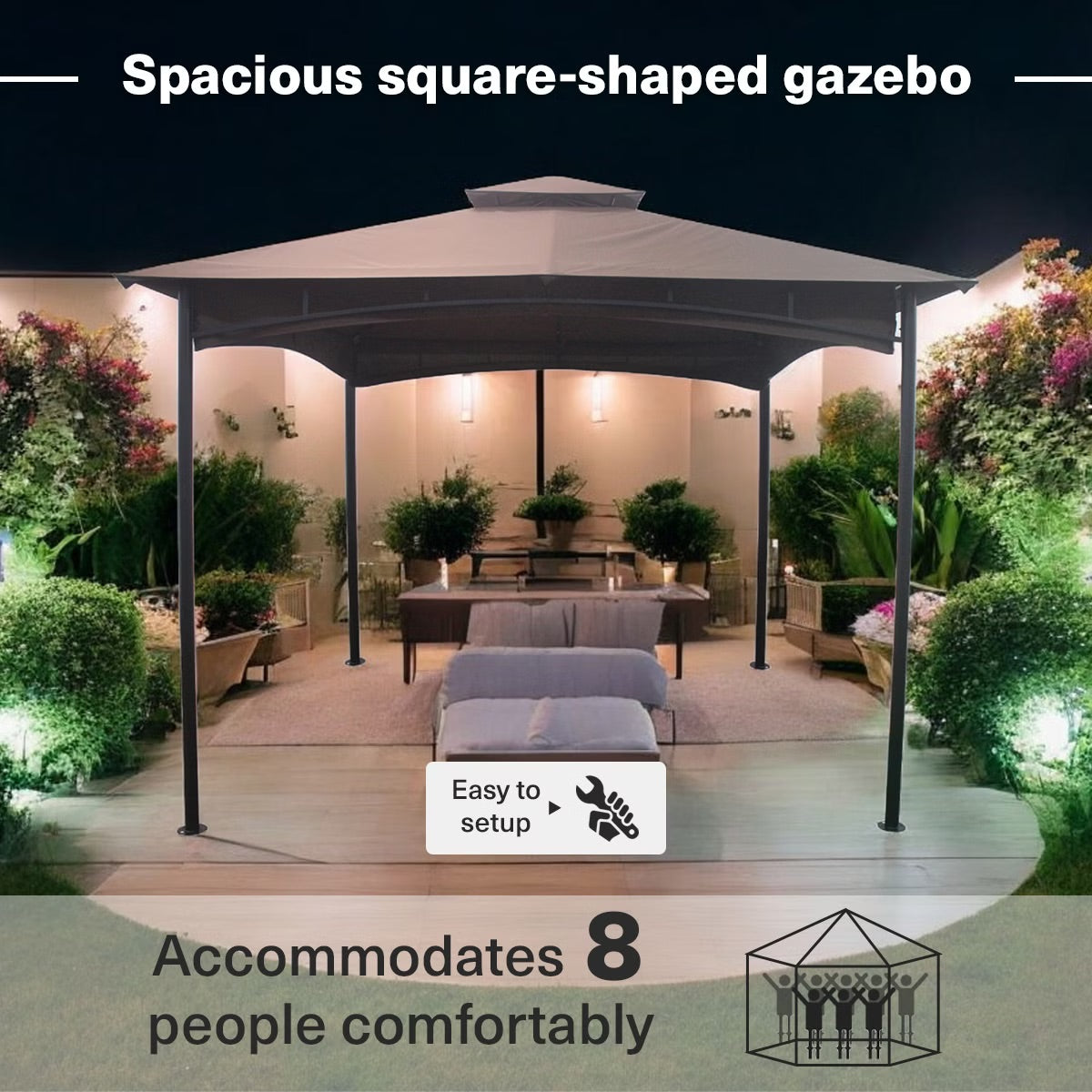 Valetta 3x3m Brown Outdoor Steel Gazebo, Weather Resistant Canopy